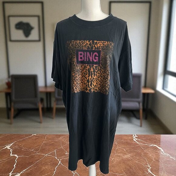 ANINE BING Animal Print Oversized Logo T Shirt Dress Size Medium - Picture 1 of 9